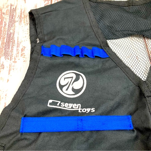 Tactical Nerf Gun Vest 7Seven Toys Black & Cobalt Blue Sz OSFM - Picture 2 of 6